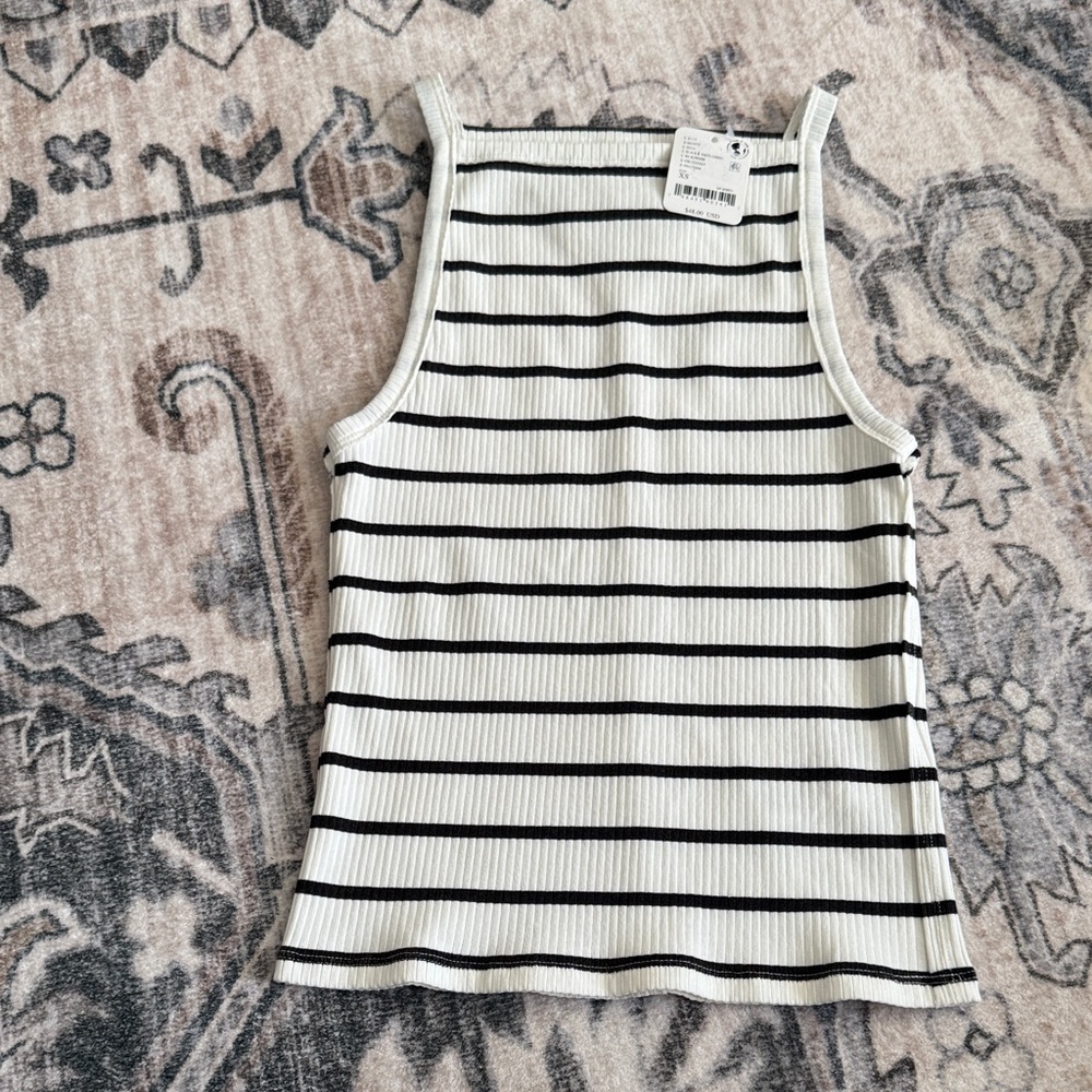 NWT Free People Striped B&W Tank Top